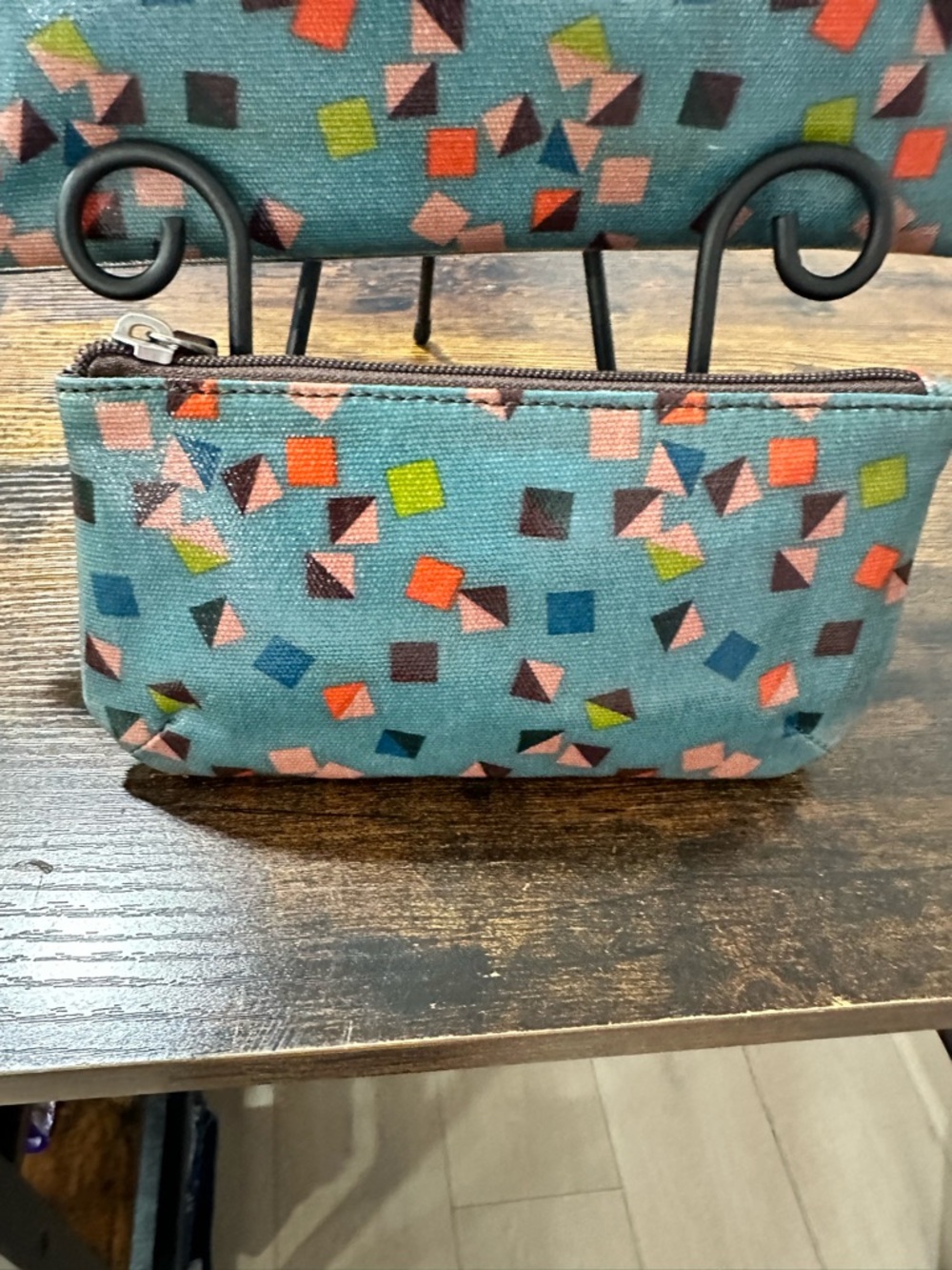 Fossil Printed Coated Canvas Cosmetic Bag Set (2-Piece) Teal Multi - Picture 3 of 8